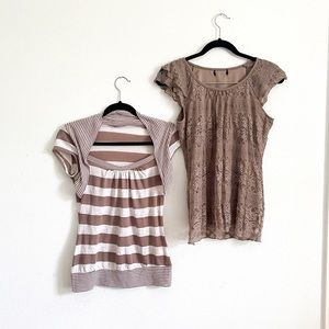2 brown blouses